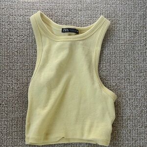 Zara Yellow Ribbed Tank Top